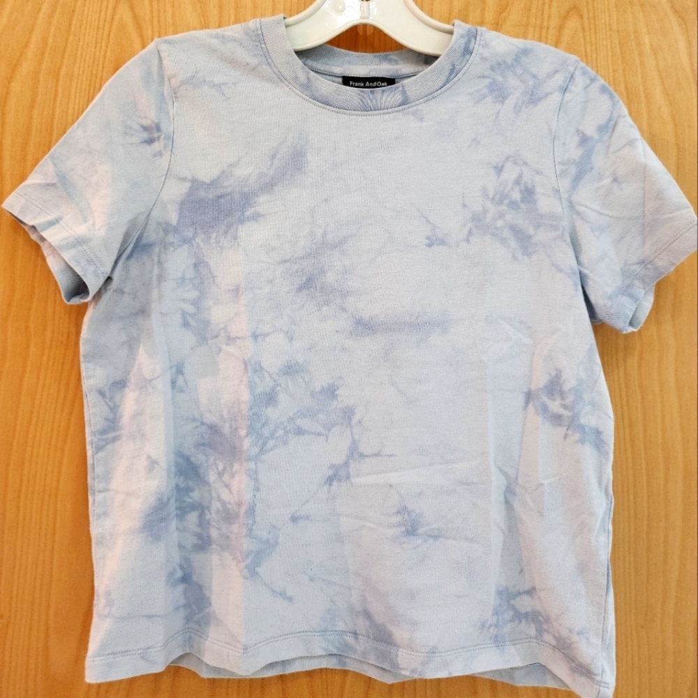 Frank & Oak Tshirt - light blue tie-dye
